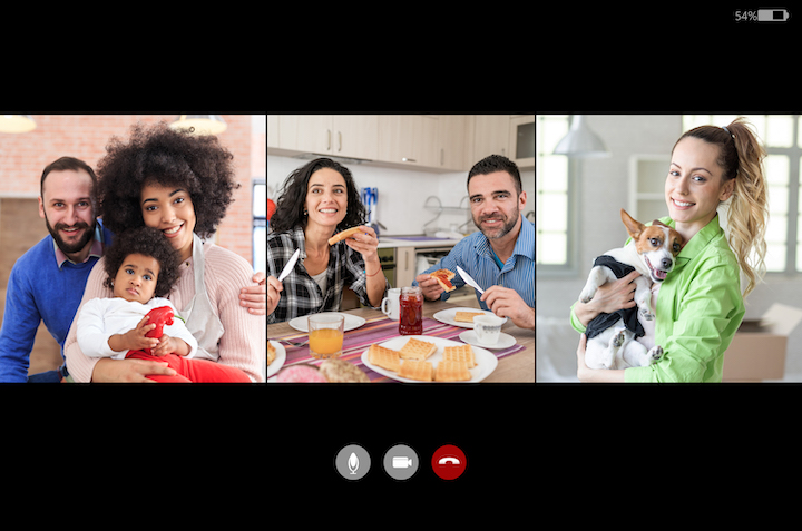 Screenshot of video chat of stay at home friends, during isolation in time of COVID-19